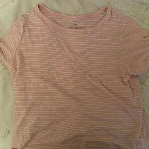 American Eagle Pink and white striped shirt
